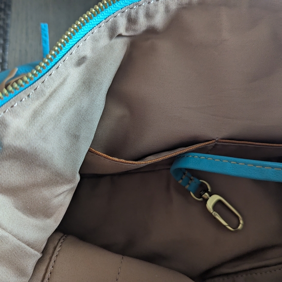 HOBO Blue and Brown Crossbody Bag with Leather Accents - Picture 4 of 4